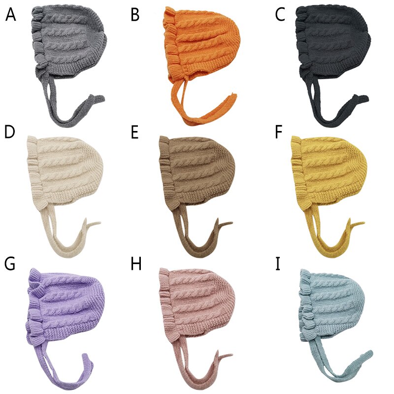 LXA-Winter Baby Girls Toddler Solid Print Hats With Ruffle Casual Caps Headwear
