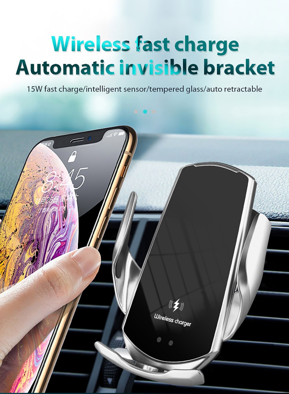 Automatische 15W Qi Auto Drahtlose Ladegerät für iPhone 12 11 XS XR X 8 Samsung S21 S20 Magnetische USB infrarot Sensor Telefon Halfter Halterung