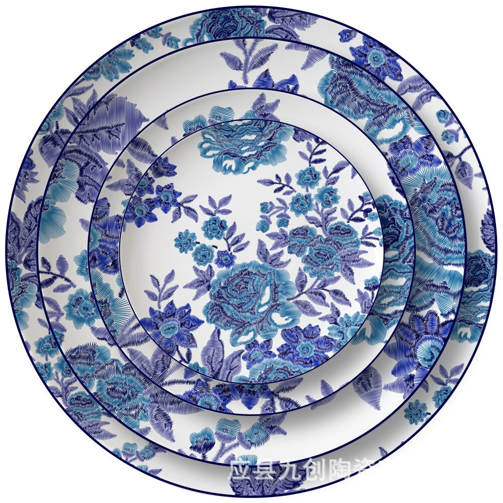 hand-painted Chinese style restaurant dish plate home restaurant steak plate plates set plate sets gold plate