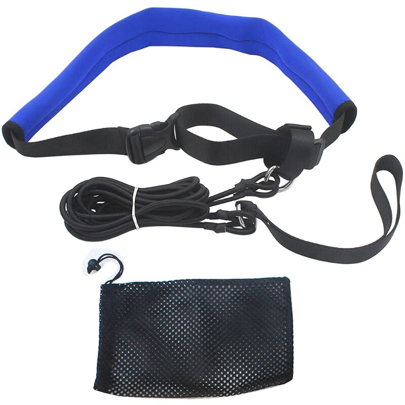 Correa de Entrenamiento de natación para piscina, 2m, Entrenamiento de natación, cinturón elástico, juego de sujeción de resistencia: Azul
