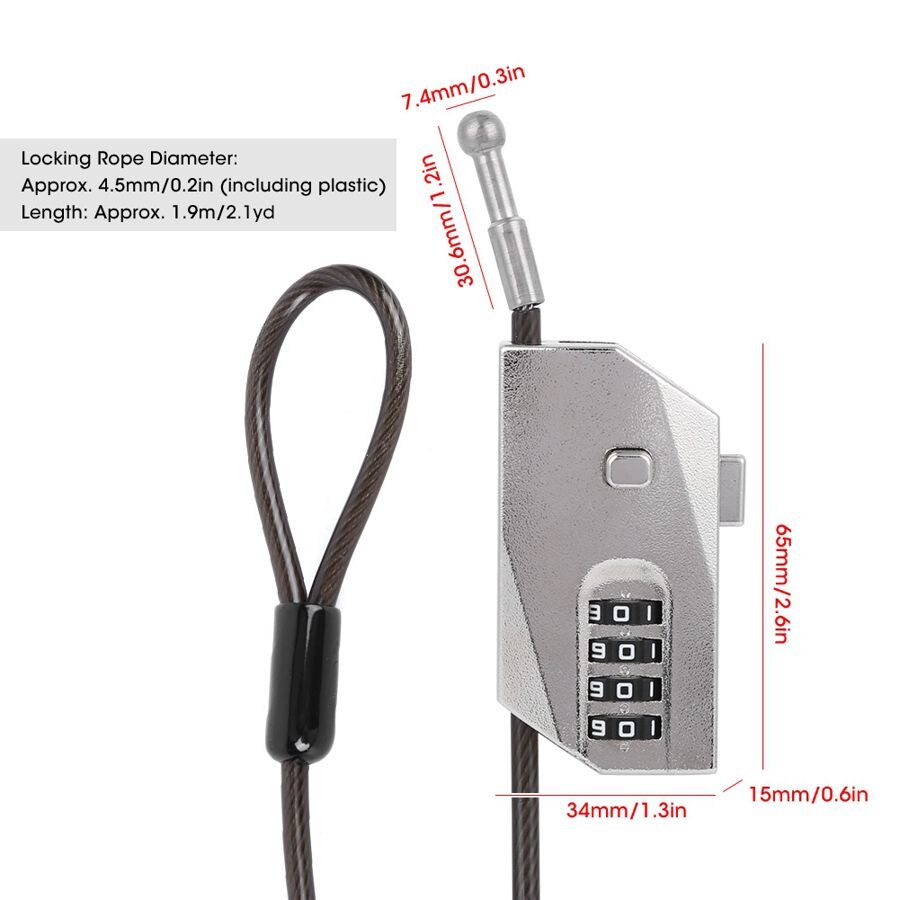 Security Lock Retractable Wire Rope Password Padlock for Luggage Baby Carriage Bicycle