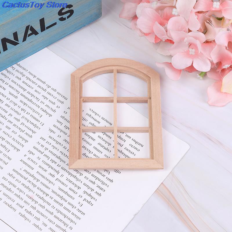 Houten Miniatuur Deel 1:12 Dollhouse Boog Venster Zes Pleinen Hout Simulatie Kamer/Meubels Mypanda