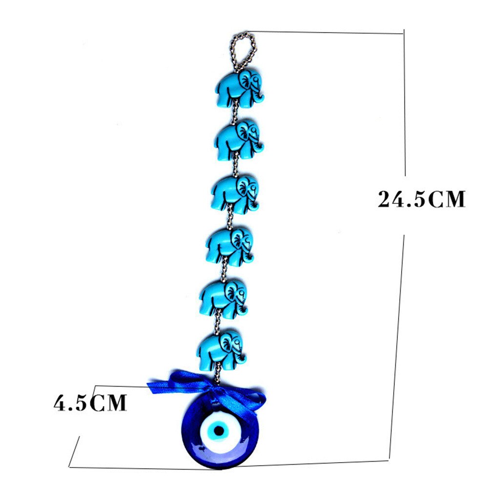 Colgante de pared musulmán con ojos azules turcos, adornos de equipo de 6 elefantes, Ojos de Diablo, decoraciones para el coche y el jardín del hogar
