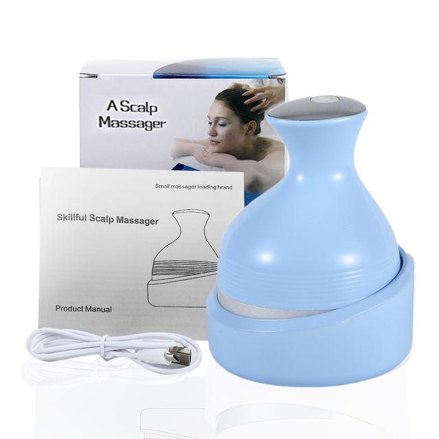 Masseur de tête électrique 3D sans fil, masseur de cuir chevelu, imperméable, Massage corporel, soins de santé, épaule, cou, pétrissage des tissus profonds: Bleu