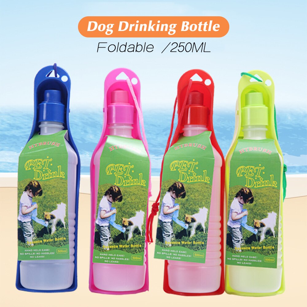 Pet Dog Water Bottle 250ml Folding Drinker Plastic Portable Water Bottle Pets Outdoor Travel Drinking Water Feeder bowl for dogs