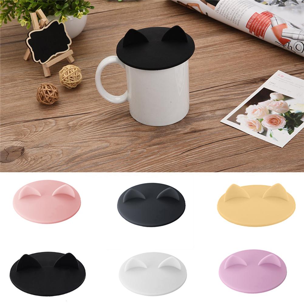 Food-grade Silicone Cat Ear Coffee Mug Glass Cup Cover Lid Cap