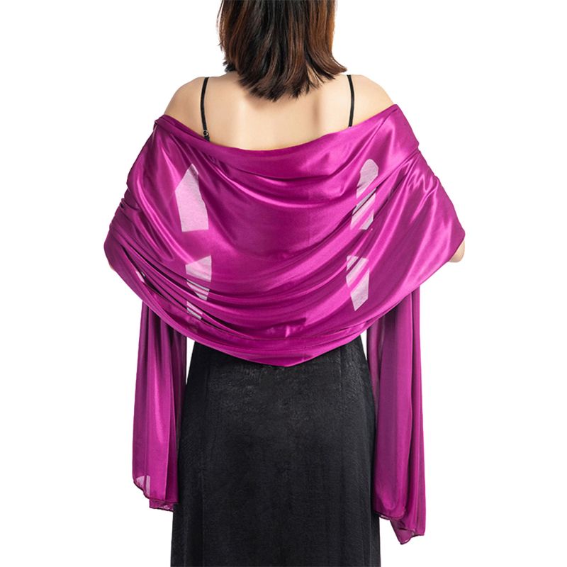 200x70cm mujer imitación seda pura bufanda capa Color sólido largo chal envoltura para boda banquete Vintage accesorios para baile de graduación: Purple