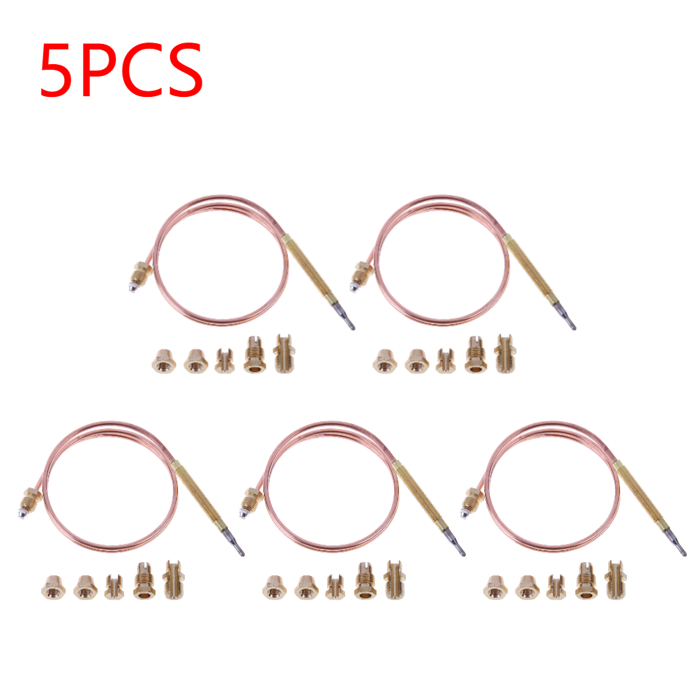 1-5 st universal gas termoelement ventil 60/120cm eldstad ersättningstermoelement för vattenkokare teurna med 5 fasta delar: Röd