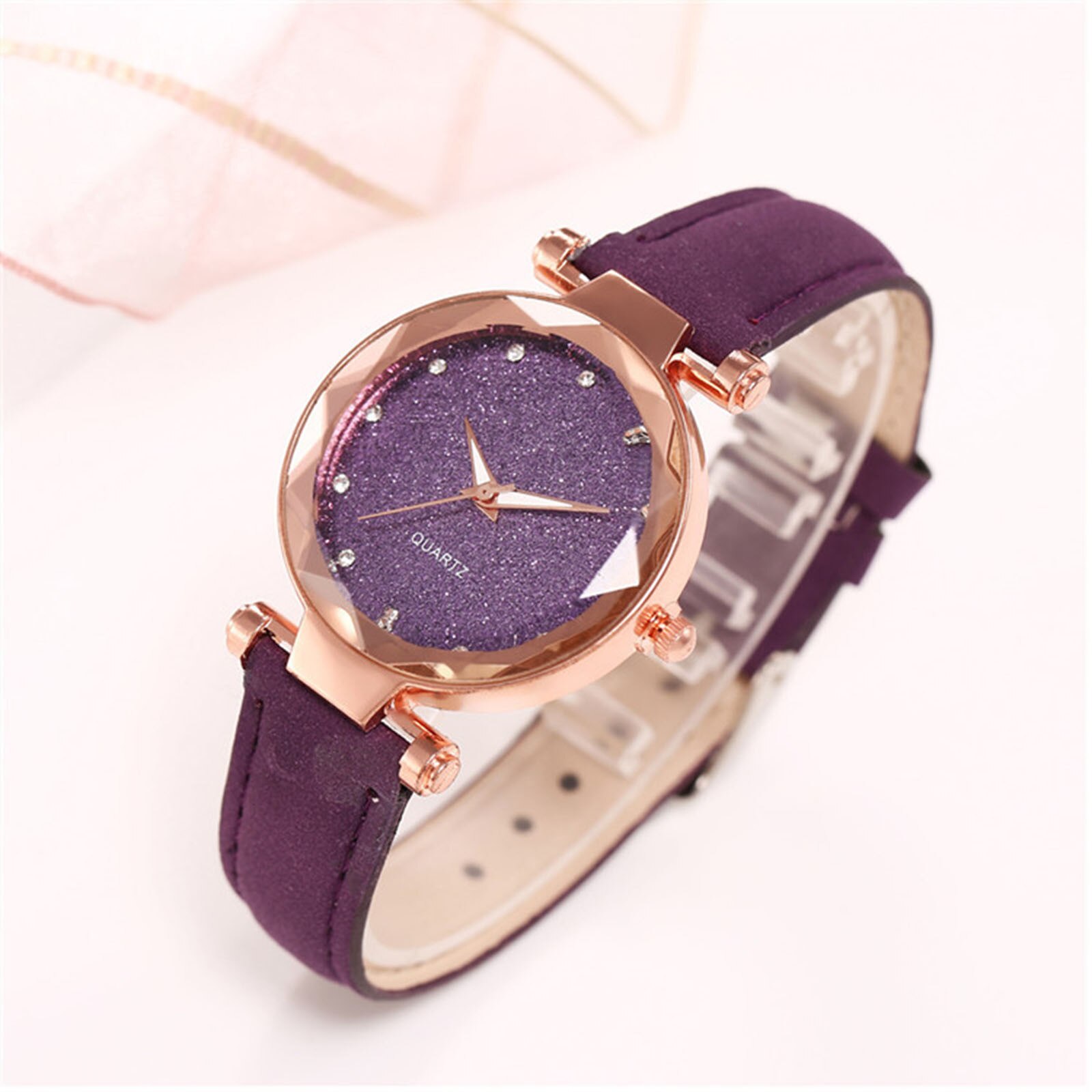 Quartz Horloges Modieuze Star Sky Prachtige Diamanten Retro Lederen Band Quartz Dames Horloge Relogio Feminino Montre Femme