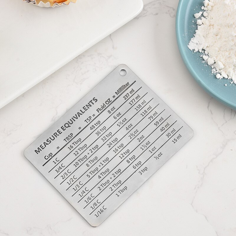 Stainless Steel Scale Plate Baking Unit Conversion Table Measuring Spoon Measuring Cup Control Ruler Baking Utensils
