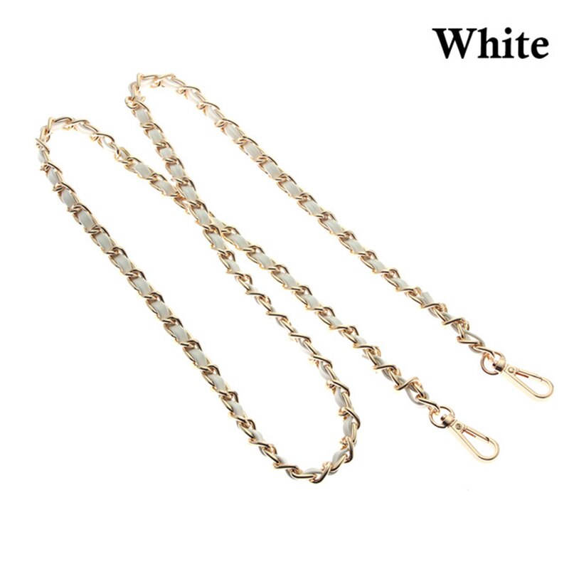 120cm Women PU + Chain Bag Straps 10 Colors Ladies Handbag & Shoulder Bags Bag Belt Handles: White