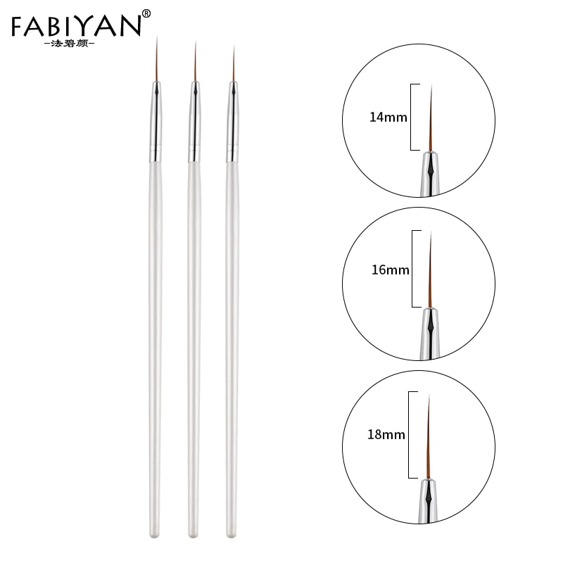 Pinceau Gel UV acrylique, Lot de 3 pièces, pour Nail Art, peinture Fine, bande Fine, pour dessin, pointes de décoration, Kit de