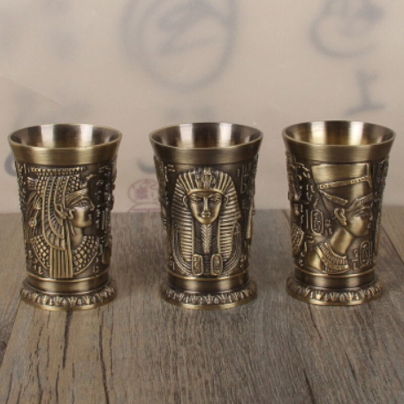 40ml Top Grade Metal Cocktail Champagne Metal Alloys Shot Glass Whisky Wine Egyptian Pharaoh Shot Cup Wine Beer Mug tumbler