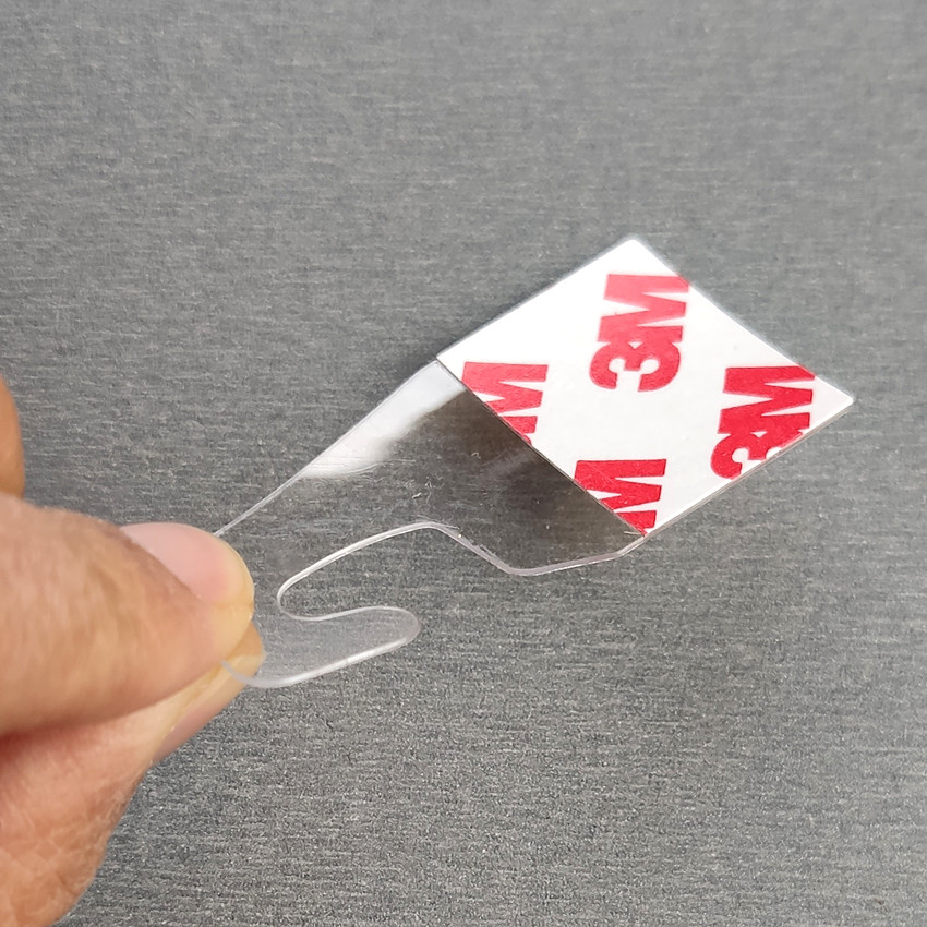 Plastic Pvc Pet Hang Opknoping Tab Haken Op Merchandise Pakket Box Tas Hangers Peghooks Display J-haak Zelfklevende stijl 400 Pcs