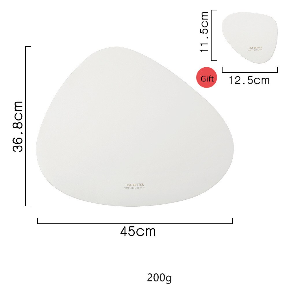 Tableware Pad Placemat Table Mat PU Leather Heat Insulation Non-Slip Simple Placemats Disc Coaster Placemat for Dining Table: White