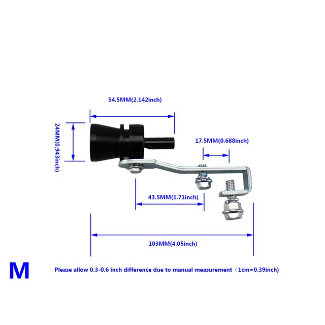 Universal simulador Whistler de la motocicleta del coche de la onda de sonido modificación imitador Turbo silbato tubo de escape de sirena: Black - M