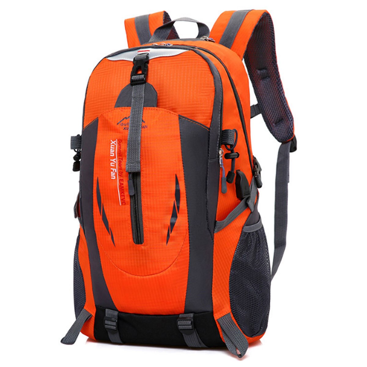 Unisex Large Nylon Backpack Travel Hiking Camping Waterproof USB Port Hiking Bag Outdoor Cycling Bags Men Women Sports Bag 50L: Orange