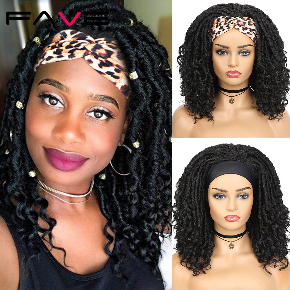 Fave – Perruque Dreadlocks Synthétiques pour Femme Noire et Blanche, Perruques de Tresses, Déesse, Fausses Dreads, Postiche Bouclé, Tresse Libre, Cheveu Tressé: Noir naturel