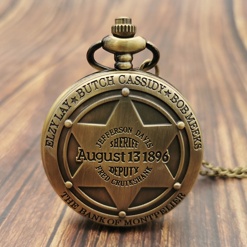 Vintage Punk Bronze Style Five-pointed Star Theme Quartz Pocket Watch Pendant Boys and Girls