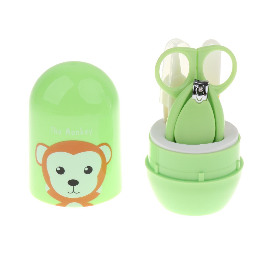 4 Stuks Baby Finger Toe Nail Schaar Clippers Set Trimmer Pasgeboren Veiligheid Schaar: Light Green Monkey