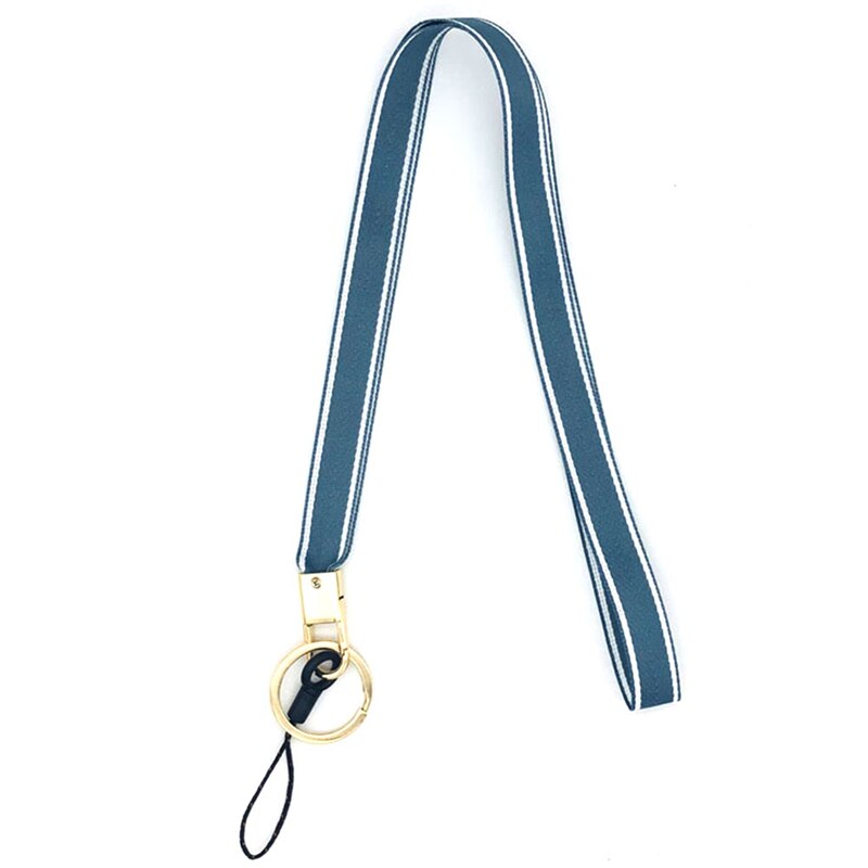 cordones de rayas multicolor para teléfono para correa de cuello de llave para tira de correas para tarjeta de identificación llavero para gimnasio Lanyard Key: Blue