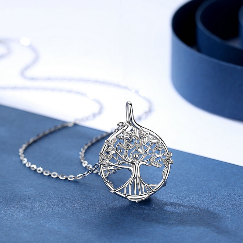 EUDORA-colgante de árbol de la vida para mujer, de plata de ley, collar con árbol familiar de plata con personas felices, joyería fina para mujer, de D448