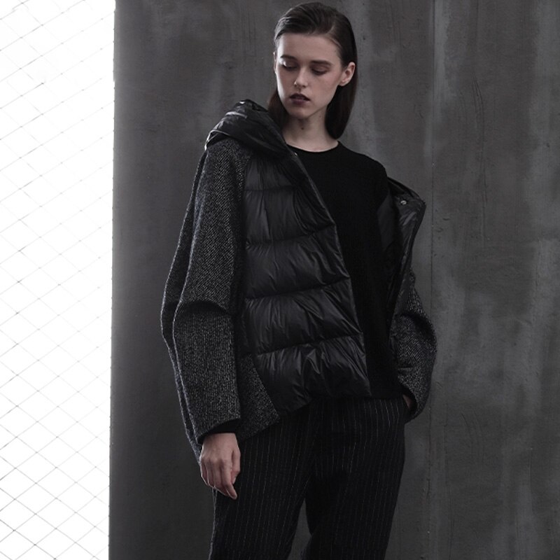 Dam dunrock kort ankdun pufferjacka lös vinter kvinnlig parkas snö ytterkläder oversize korta svarta rockar