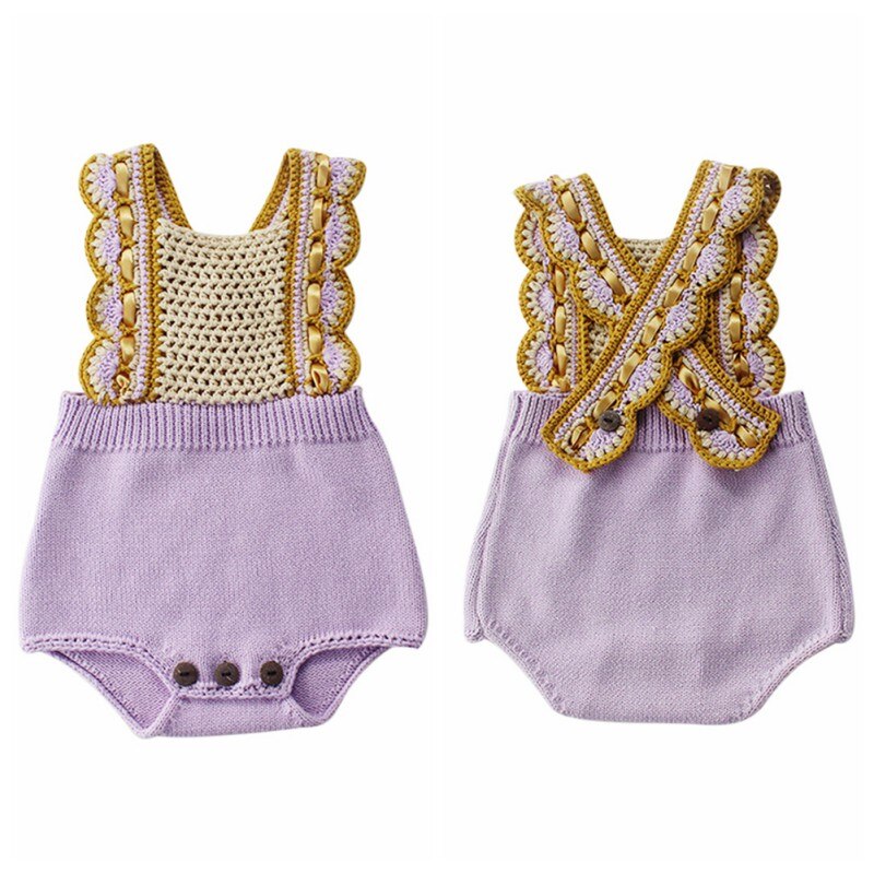 Roupa do bebê recém-nascido da menina do bebê de malha bodysuit algodão feito à mão do bebê meninos da menina macacão