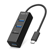 Divisor de Hub USB 3,0 de tipo C de USB-C a 3 puertos con lector de tarjetas TF para Macbook para macbooks y smartphones habilitados para tipo c