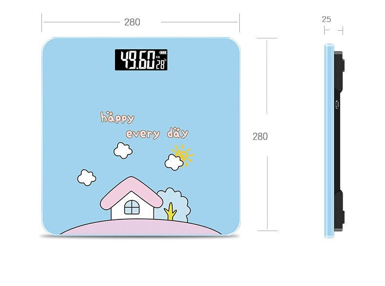 Cartoon digitale badkamerweegschaal body mi weegschaal vloer slimme kamerbalans gehard glas piratenkat kinderweegschaal