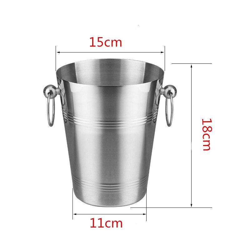 Stainless Steel wine ice Bucket Chiller golden Wine Bottle Cooler Champagne Beer Chiller Ice Barrel Silver Gold whiskey rack: 3L Silver ear 15cm
