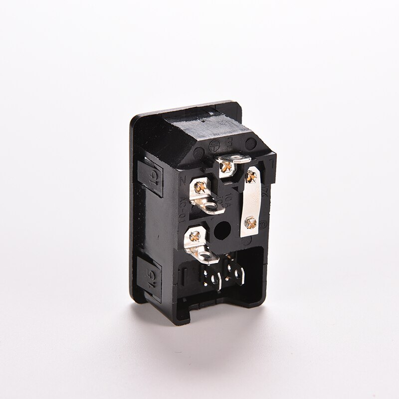1pcs Black 10A 250V IEC320 C14 3 Pin Fused Power Socket Connector with Rocker Switch