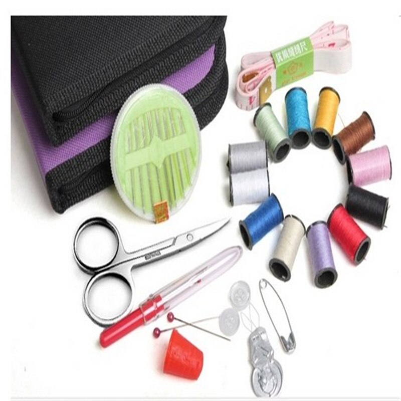 Draagbare mini-reisset met 12 naalden, naaiset, opbergtassen, diversen, organizer voor huishoudelijk gereedschap  ej878479