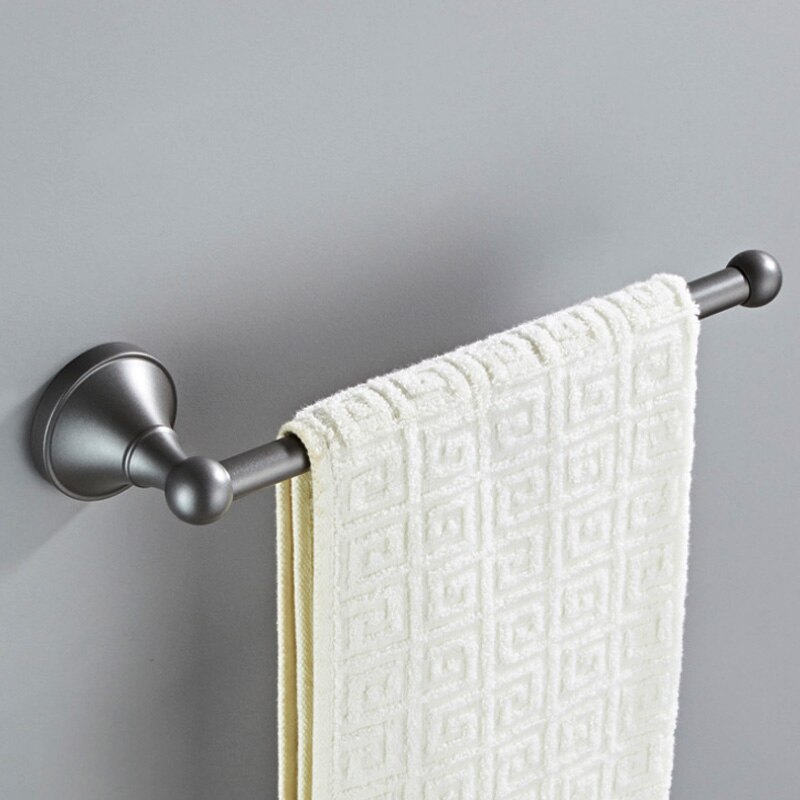 Donkergrijze handdoekhouder van messing, wandmontage, badkamer handdoekring, plank, keuken wc, lange papierrolhouder, grijs 29cm: Donkergrijs