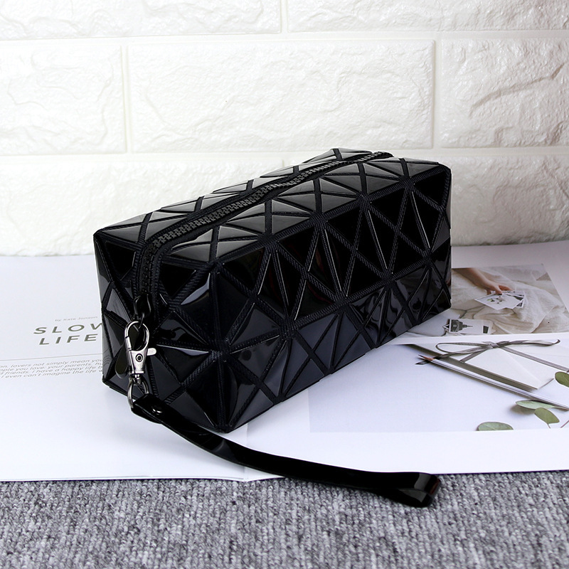 luxus Geometrische Kupplung Geldbörsen Frauen Handtaschen Große Kapazität Lange Gefaltet machen-hoch Taschen Damen Abend Klappe Tasche: Schwarz