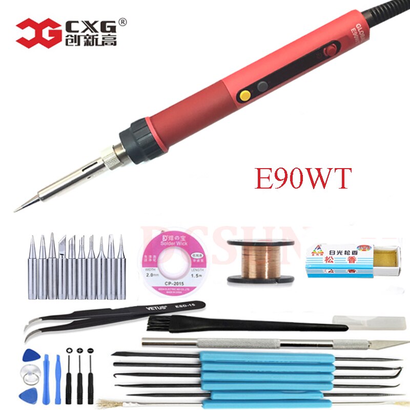 CXG 60W 90W 110W LED Digital Adjustable Electric Soldering Iron Constant temperature Soldering Station E90WT E110WT E60WT: 220V / 1x E90WT with tool