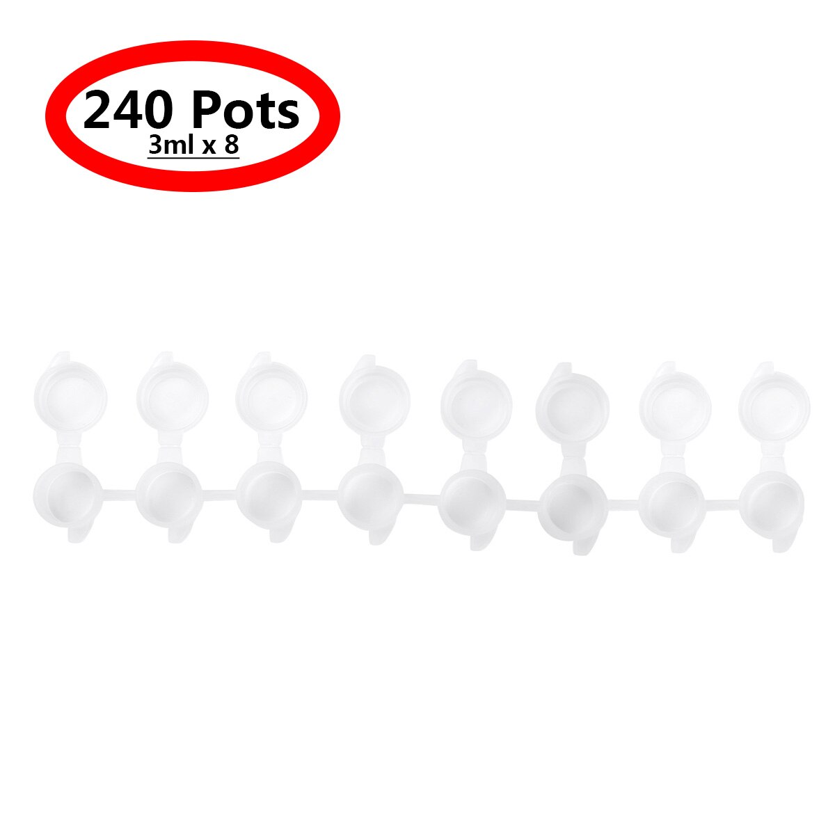 30 Strips Mini Empty Paint Pot Pod Strips Arts and Crafts Watercolor Draw Pigment Plastic Palette Storage Containers: 240 Pots 3ml