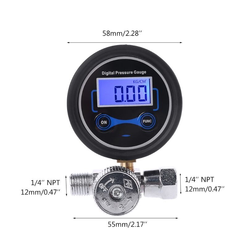 Digital 1/4" 200PSI Air Pressure Regulator Gauge Control Valve for Spray Gun