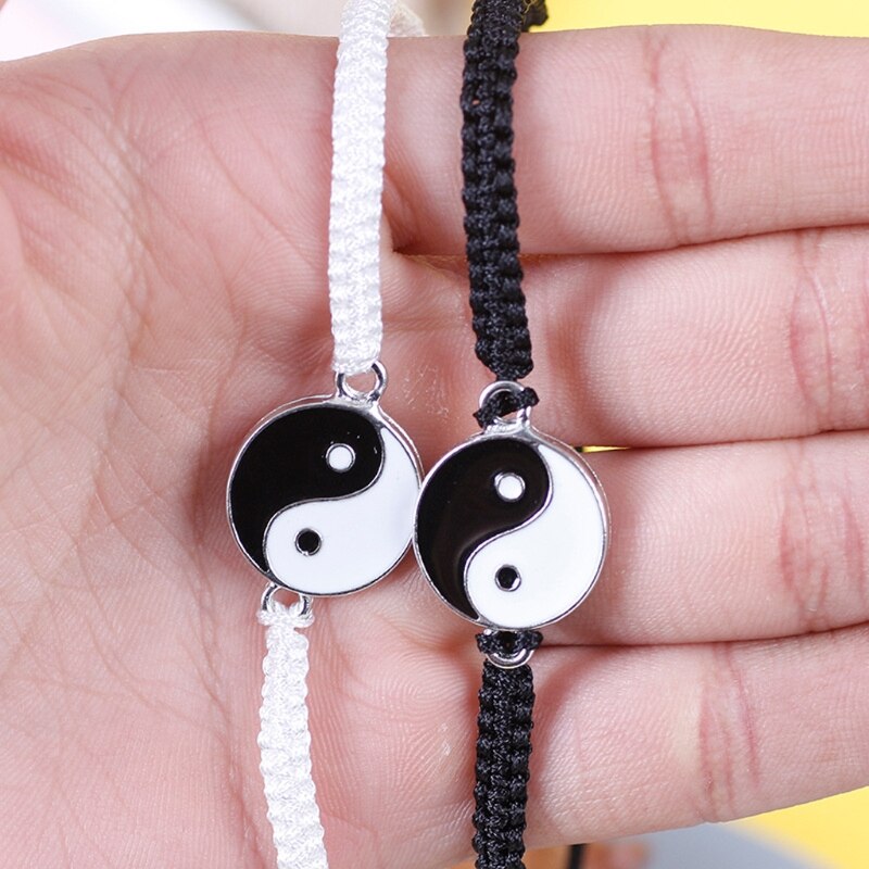 2Pcs Tai Chi Hand Woven Bff Freundschaft Besten Freund Armbänder Freund Freundin Liebhaber Passenden Yin Yang Armbänder Set 20CF: B Style