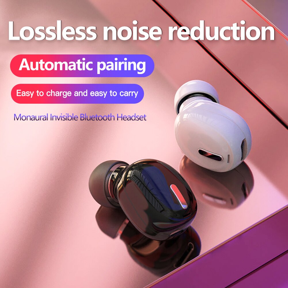 Auriculares inalámbricos con bluetooth para teléfonos móviles, audífonos mini intrauditivos deportivos con micrófono y bluetooth 5,0, sonido estéreo, manos libres para todos los móviles