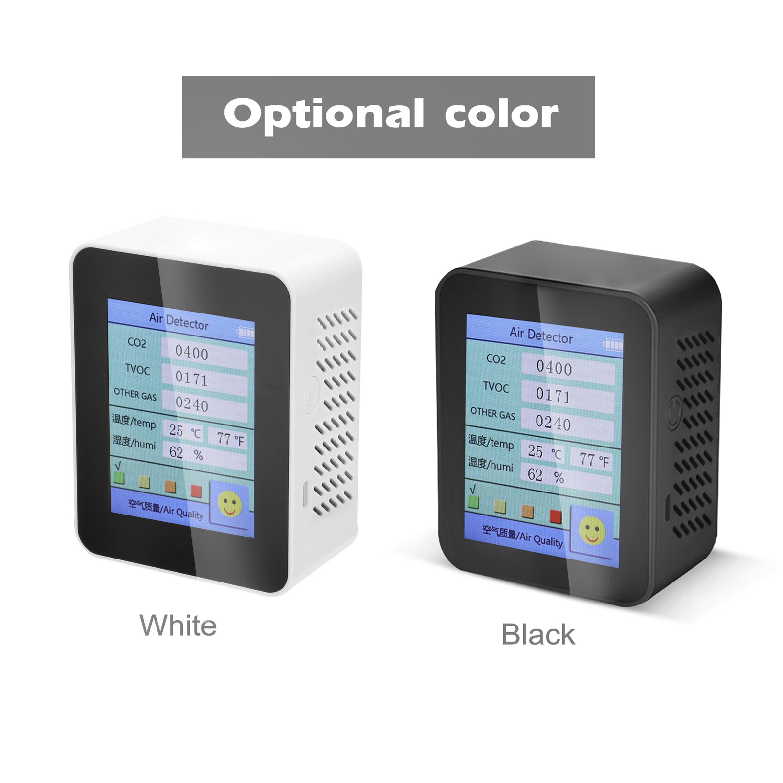Co2 MeterSensor Air Detector CO2 Tester with Carbon Dioxide TVOC Value Electricity Quantity Temperature Humidity Display