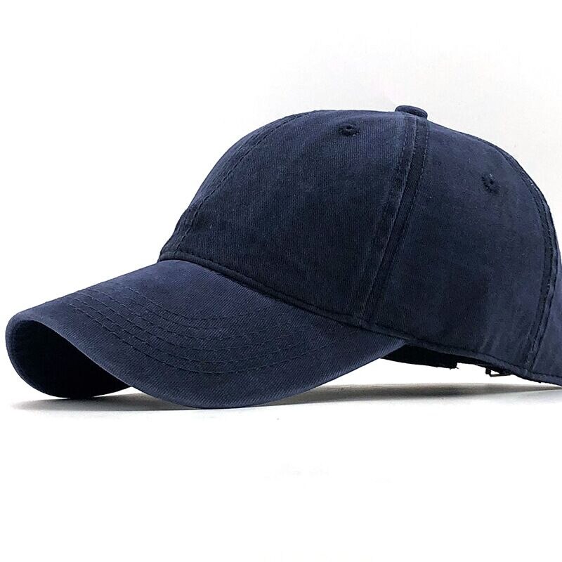 Enkel vasket bomuld justerbar ensfarvet baseball kasket unisex par kasket fritid far hat fiskeri snapback kasket 17 farver: Marine blå