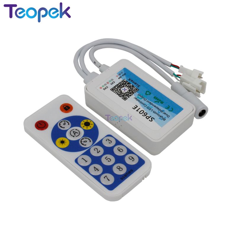 SP601E Bluetooth LED Controller Dual Output Signal Built In Addressable Pixels LED RGB Strip Music Controller IOS/Android App
