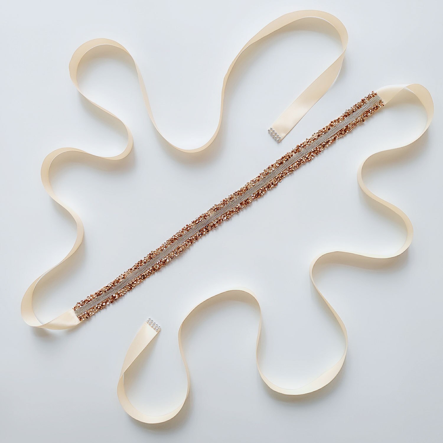 Crystal Wedding Riemen Satijn Strass Trouwjurk Riem Bruiloft Accessoires Bruids Lint Sash Riem: Champagne