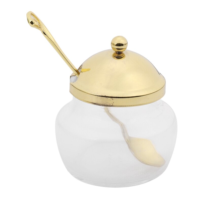 2X Aluminum Alloy Condiment Pot Seasoning Container Coffee Storage Organizer Swan Rack Set Gold