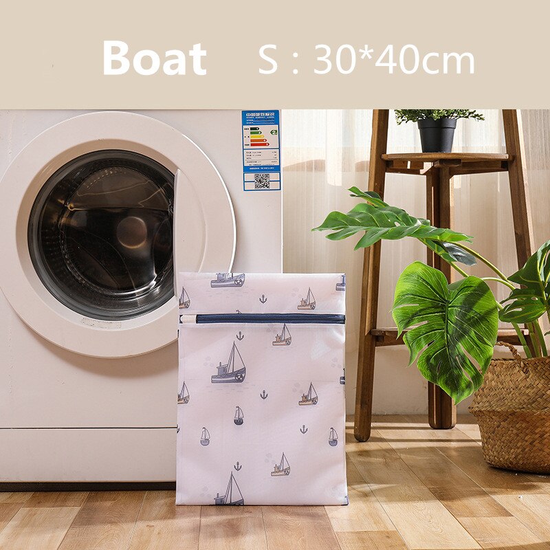 Dirty Laundry Bag for Washing Underwear Clothing Cute Printing Neatening Storage Bra Socks Organizador Folding Laundry Wash Bags: Boat 30-40cm