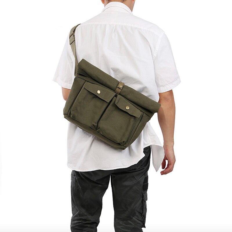 Stijlmerk heren enkele schoudertas effen kleur canvas heren messenger bag koreaanse stijl heren vrijetijdstas