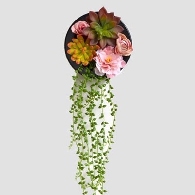 Nordisk simulation sukkulent grøn plante blomster dekoration vægophæng ramme butik ornamenter væg hjem dekorationer kunstige planter: Jeg