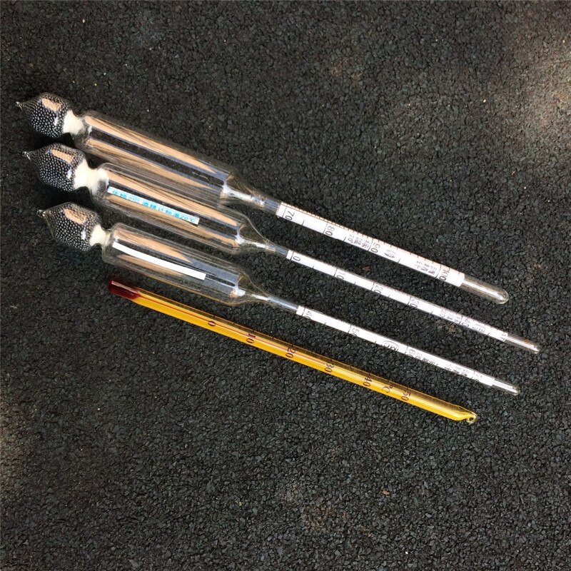4 PCS Hydrometer Alcoholmeter Set 0 to 100% Alcohol Meter Tester+Thermometer Wine Alcohol Concentration Meter Tool