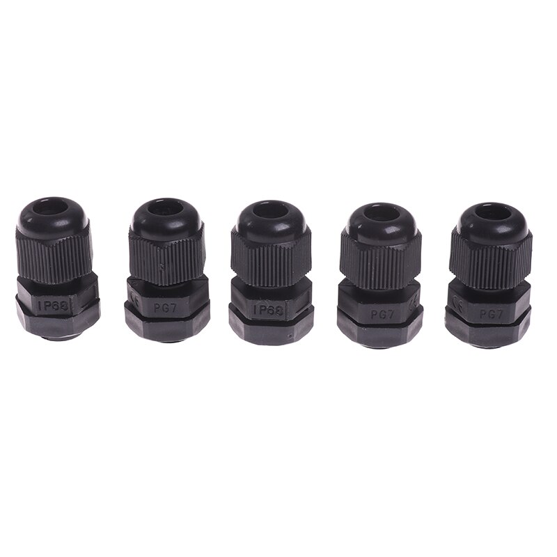 5 kpl vedenpitävä läpivientiholkki kaapelin läpivienti  ip68 pg7- pg16 nylon muoviliitin 3-6.5mm nailon muoviliitin: Musta 1 kpl  pg7